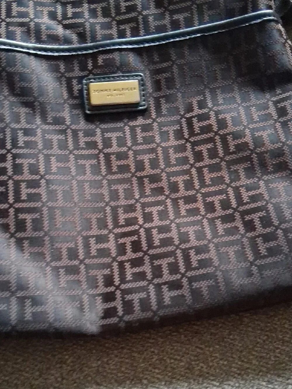 Tommy Hilfiger Dark Brown Monogram Crossbody Bag